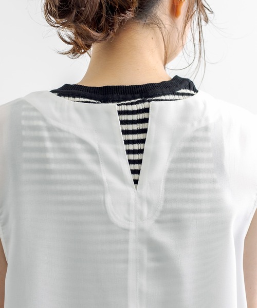 PUAL CE CIN（ピュアルセシン）の「【WEB限定】麻タッチ２WAYスリットワンピース（ワンピース・レディース・ブラック/オフホワイト・FREE）」の12枚目の写真