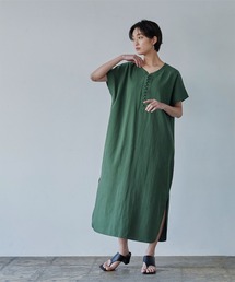 ラウンドヘムカフタンワンピース
