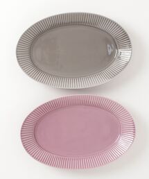 salle de bal（サルデバル）の「Rikkachic / リッカシック　協立陶器 ライン 楕円プレート L 皿 プレート オーバルプレート 色違い2枚セット Line plate pairL  KRT（食器）」