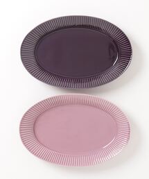 salle de bal（サルデバル）の「Rikkachic / リッカシック　協立陶器 ライン 楕円プレート L 皿 プレート オーバルプレート 色違い2枚セット Line plate pairL  KRT（食器）」