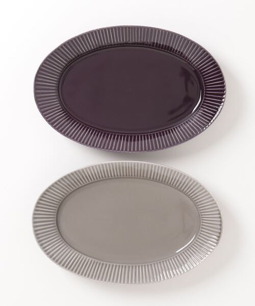 Rikkachic / リッカシック 協立陶器 ライン 楕円プレート L 皿 プレート オーバルプレート 色違い2枚セット Line plate pairL KRT（食器）｜salle de bal（サルデバル）