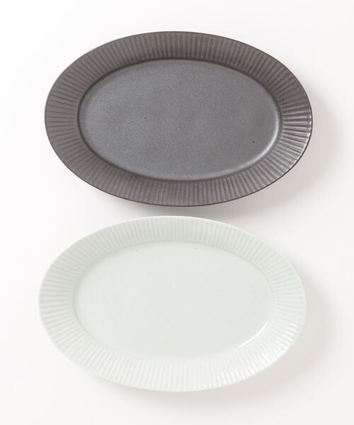 Rikkachic / リッカシック 協立陶器 ライン 楕円プレート L 皿 プレート オーバルプレート 色違い2枚セット Line plate pairL KRT（食器）｜salle de bal（サルデバル）