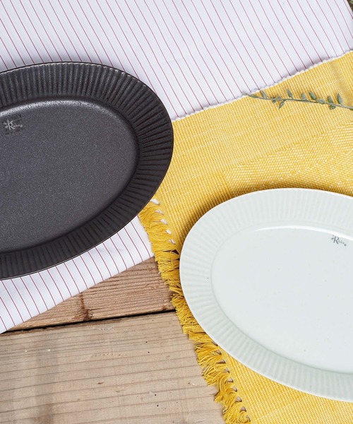 Rikkachic / リッカシック 協立陶器 ライン 楕円プレート L 皿 プレート オーバルプレート 色違い2枚セット Line plate pairL KRT（食器）｜salle de bal（サルデバル）