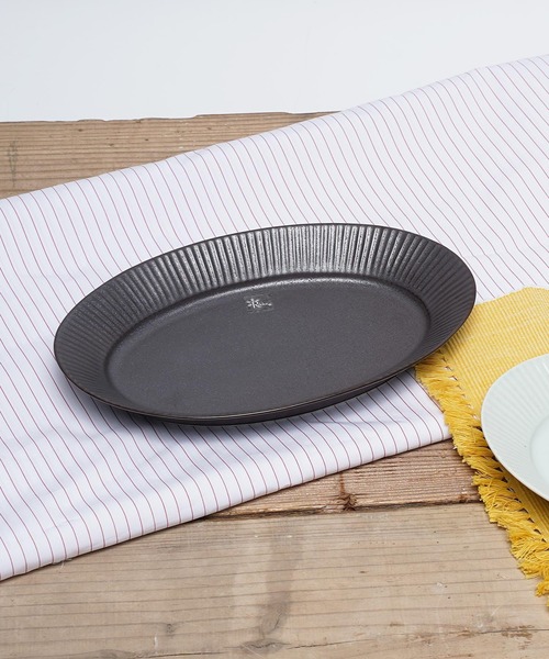 Rikkachic / リッカシック 協立陶器 ライン 楕円プレート L 皿 プレート オーバルプレート 色違い2枚セット Line plate pairL KRT（食器）｜salle de bal（サルデバル）