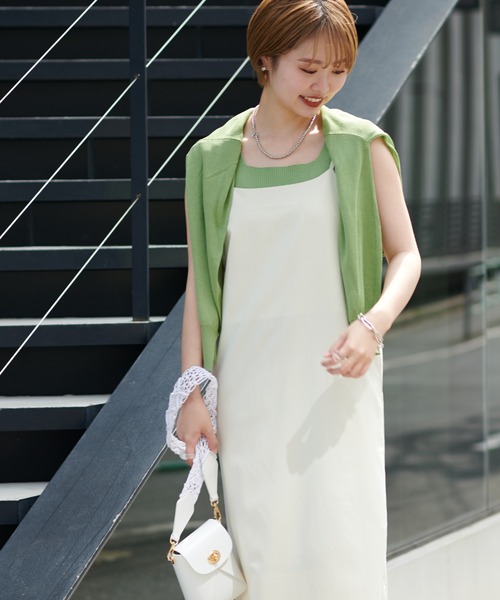 natural couture（ナチュラルクチュール）の「WEB限定/ほんのりシアーカーディガン＋タンクセット（アンサンブル・レディース・アイボリー/サックスブルー/グリーン/ピンク・FREE）」の21枚目の写真