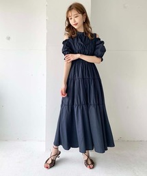 toucher du brise | 【清水夏姫コラボ】肩開きティアードワンピース(ワンピース)