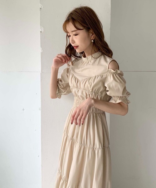 美品♡habi シルクライクティアードワンピース 美品♡habi シルクライクティアードワンピース