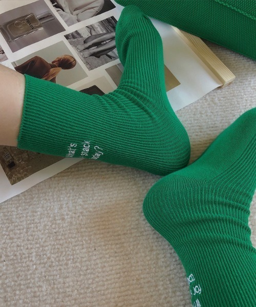 Loueme(ルエム)の「What′s for snack today ロゴ刺繍ソックス(ソックス/靴下・レディース・ホワイト/ブラック/ピンク/ブルー/グリーン/ホワイト系その他・FREE)」の12枚目の写真
