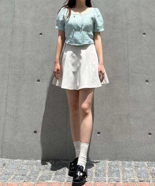 titty＆Co. PETIT（ティティアンドコープティ）の「【titty&Co.PETIT】ダブルボタンツイードトップス（シャツ/ブラウス・レディース・グリーン/アイボリー・FREE）」の7枚目の写真