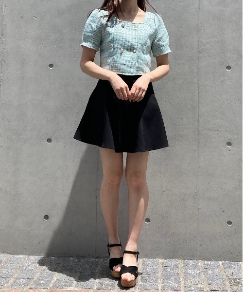 titty＆Co. PETIT（ティティアンドコープティ）の「【titty&Co.PETIT】ダブルボタンツイードトップス（シャツ/ブラウス・レディース・グリーン/アイボリー・FREE）」の9枚目の写真