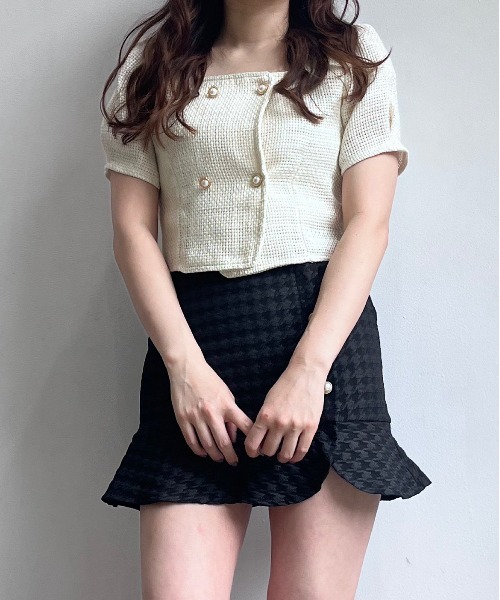 titty＆Co. PETIT（ティティアンドコープティ）の「【titty&Co.PETIT】ダブルボタンツイードトップス（シャツ/ブラウス・レディース・グリーン/アイボリー・FREE）」の13枚目の写真