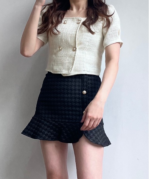 titty＆Co. PETIT（ティティアンドコープティ）の「【titty&Co.PETIT】ダブルボタンツイードトップス（シャツ/ブラウス・レディース・グリーン/アイボリー・FREE）」の15枚目の写真