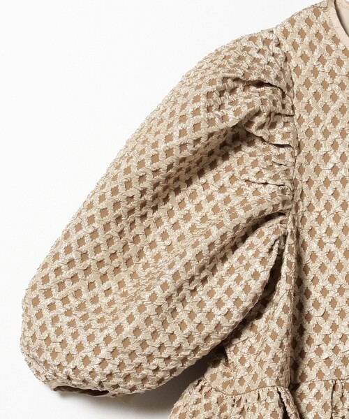 CAROLINA GLASER カロニアグレイサー　ボリュームスリーブワンピース CAROLINA GLASER（カロリナ グレイサー）リップストップ リボン