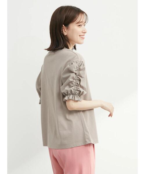 Sugar spoon（シュガースプーン）の「・SUGAR SPOON ギャザースリーブTシャツ（Tシャツ/カットソー・レディース・ブラック/オフホワイト/ブルー/グレイッシュベージュ・FREE）」の5枚目の写真