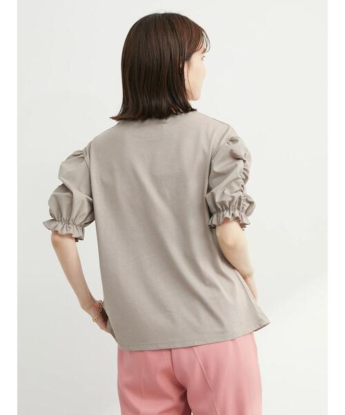 Sugar spoon（シュガースプーン）の「・SUGAR SPOON ギャザースリーブTシャツ（Tシャツ/カットソー・レディース・ブラック/オフホワイト/ブルー/グレイッシュベージュ・FREE）」の6枚目の写真