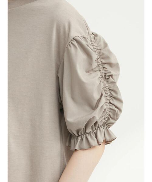 Sugar spoon（シュガースプーン）の「・SUGAR SPOON ギャザースリーブTシャツ（Tシャツ/カットソー・レディース・ブラック/オフホワイト/ブルー/グレイッシュベージュ・FREE）」の8枚目の写真