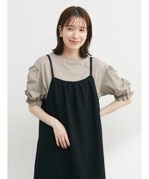 Sugar spoon（シュガースプーン）の「・SUGAR SPOON ギャザースリーブTシャツ（Tシャツ/カットソー・レディース・ブラック/オフホワイト/ブルー/グレイッシュベージュ・FREE）」の12枚目の写真