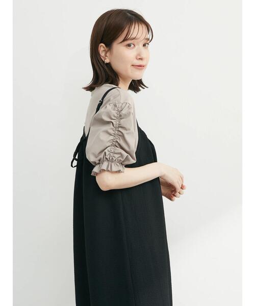 Sugar spoon（シュガースプーン）の「・SUGAR SPOON ギャザースリーブTシャツ（Tシャツ/カットソー・レディース・ブラック/オフホワイト/ブルー/グレイッシュベージュ・FREE）」の13枚目の写真