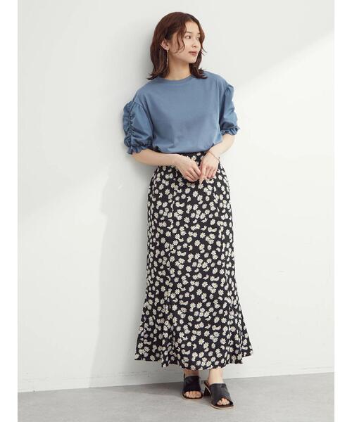 Sugar spoon（シュガースプーン）の「・SUGAR SPOON ギャザースリーブTシャツ（Tシャツ/カットソー・レディース・ブラック/オフホワイト/ブルー/グレイッシュベージュ・FREE）」の15枚目の写真