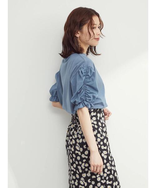 Sugar spoon（シュガースプーン）の「・SUGAR SPOON ギャザースリーブTシャツ（Tシャツ/カットソー・レディース・ブラック/オフホワイト/ブルー/グレイッシュベージュ・FREE）」の18枚目の写真