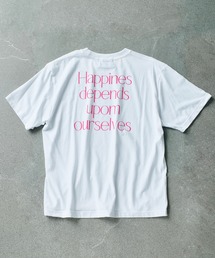 一枚は持っておきたいトレンドのバックプリントTシャツ♪【MAISON BREEZE】Happines…メッセージオーバーサイズバックプリントTシャツ