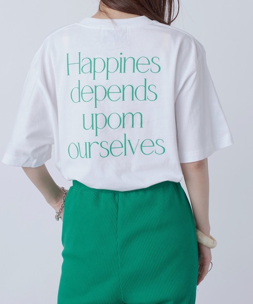 MAISON BREEZE(メゾンブリーズ)の「一枚は持っておきたいトレンドのバックプリントTシャツ♪【MAISON BREEZE】Happines…メッセージオーバーサイズバックプリントTシャツ(Tシャツ/カットソー・レディース・ピンク/グリーン/ブラック系その他2/ブラック系1・FREE)」の21枚目の写真