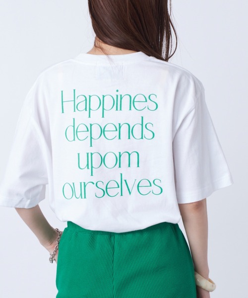 MAISON BREEZE(メゾンブリーズ)の「一枚は持っておきたいトレンドのバックプリントTシャツ♪【MAISON BREEZE】Happines…メッセージオーバーサイズバックプリントTシャツ(Tシャツ/カットソー・レディース・ピンク/グリーン/ブラック系その他2/ブラック系1・FREE)」の22枚目の写真