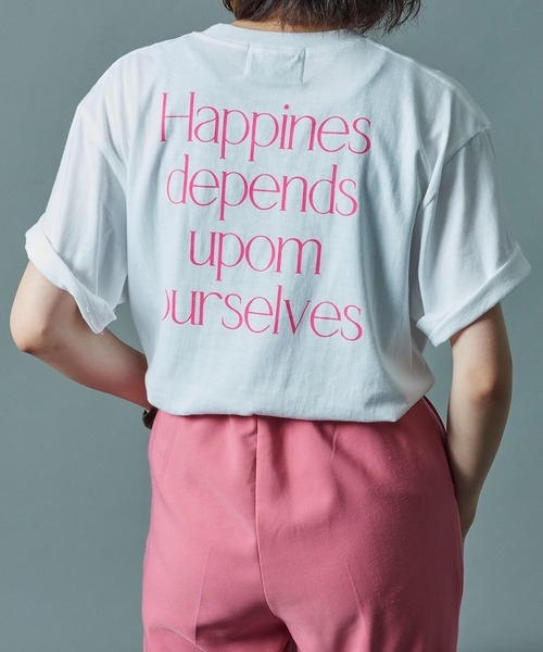 MAISON BREEZE(メゾンブリーズ)の「一枚は持っておきたいトレンドのバックプリントTシャツ♪【MAISON BREEZE】Happines…メッセージオーバーサイズバックプリントTシャツ(Tシャツ/カットソー・レディース・ピンク/グリーン/ブラック系その他2/ブラック系1・FREE)」の9枚目の写真