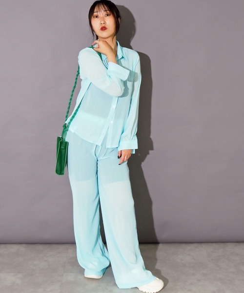 Bloom Closet(ブルームクローゼット)の「リラックスシアーセットアップ(セットアップ・レディース・ブラック/グレー/ブルー/アイボリー・MEDIUM/LARGE)」の4枚目の写真