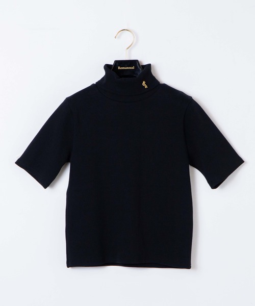 Romansual（ロマンシュアル）の「Romansual/ロゴチャーム付きタートルリブトップス（Tシャツ/カットソー・レディース・ブラック・FREE）」の2枚目の写真