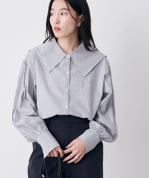 earth music&ecology（アースミュージックアンドエコロジー）の「BIGカラーブラウス（シャツ/ブラウス・レディース・オフホワイト/ブラック/ベージュ系その他2/ブルー系その他6・FREE）」の4枚目の写真