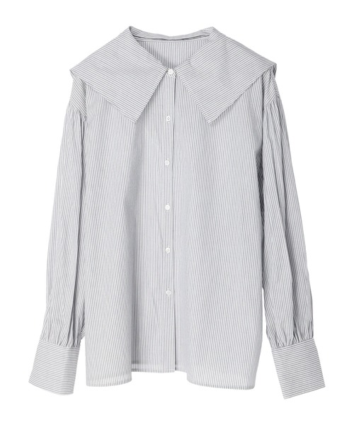 earth music&ecology（アースミュージックアンドエコロジー）の「BIGカラーブラウス（シャツ/ブラウス・レディース・オフホワイト/ブラック/ベージュ系その他2/ブルー系その他6・FREE）」の6枚目の写真