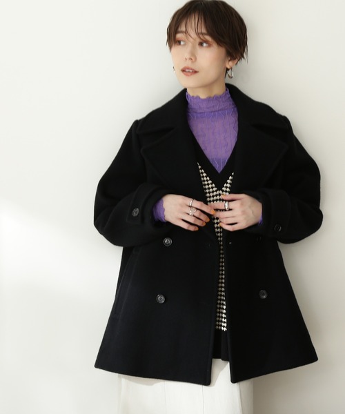 N.（N. Natural Beauty Basic）（エヌエヌナチュラルビューティーベーシック）の「【S Size Line】◆ビックカラーＰコート（ピーコート・レディース・ブラック/ネイビー/ナチュラル・SMALL/MEDIUM）」の12枚目の写真