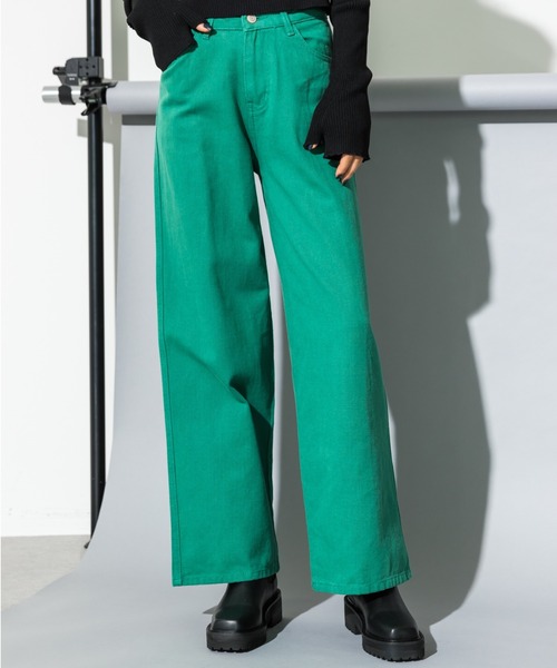 koe(コエ)の「5ポケットカラーワイドパンツ*(その他パンツ・レディース・ブラック/ピンク/グリーン/アイボリー/ロイヤルブルー・M/S)」の4枚目の写真