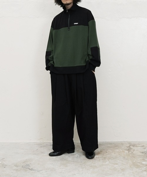 GERRY(ジェリー)の「GERRY / ジェリー 別注 コラボ オーバーサイズ 切替配色 ハーフジップ 裏毛 スウェット トレーナー(スウェット・メンズ・ブラック/ベージュ/グリーン・MEDIUM/LARGE)」の13枚目の写真