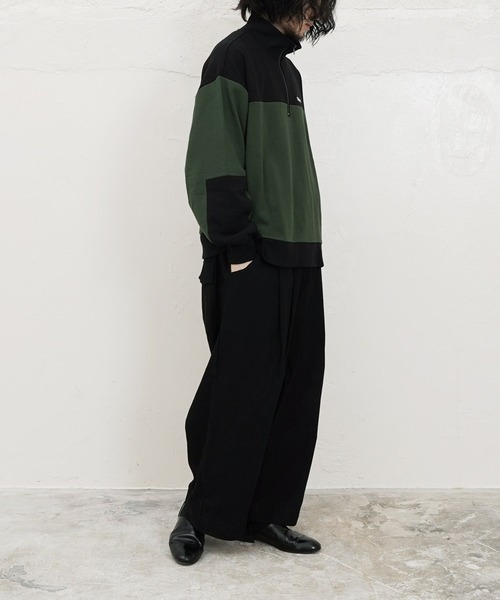 GERRY(ジェリー)の「GERRY / ジェリー 別注 コラボ オーバーサイズ 切替配色 ハーフジップ 裏毛 スウェット トレーナー(スウェット・メンズ・ブラック/ベージュ/グリーン・MEDIUM/LARGE)」の15枚目の写真