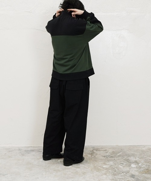 GERRY(ジェリー)の「GERRY / ジェリー 別注 コラボ オーバーサイズ 切替配色 ハーフジップ 裏毛 スウェット トレーナー(スウェット・メンズ・ブラック/ベージュ/グリーン・MEDIUM/LARGE)」の16枚目の写真