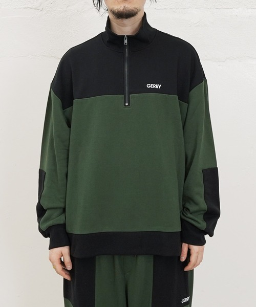 GERRY(ジェリー)の「GERRY / ジェリー 別注 コラボ オーバーサイズ 切替配色 ハーフジップ 裏毛 スウェット トレーナー(スウェット・メンズ・ブラック/ベージュ/グリーン・MEDIUM/LARGE)」の17枚目の写真