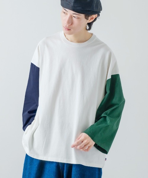 improves(インプローブス)の「クレイジー配色 USコットン 無地 ルーズシルエット ロンT(Tシャツ/カットソー・メンズ・ブラウン/ダークグリーン/ベージュ/チャコール/ホワイト系その他/ブラック/チャコールアッシュ/杢グレー/ホワイト/ネイビー・LARGE/MEDIUM/X-LARGE)」の2枚目の写真