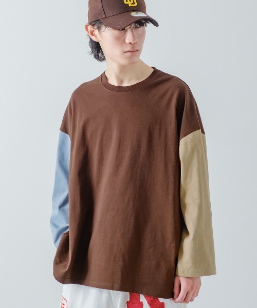 improves(インプローブス)の「クレイジー配色 USコットン 無地 ルーズシルエット ロンT(Tシャツ/カットソー・メンズ・ブラウン/ダークグリーン/ベージュ/チャコール/ホワイト系その他/ブラック/チャコールアッシュ/杢グレー/ホワイト/ネイビー・LARGE/MEDIUM/X-LARGE)」の7枚目の写真