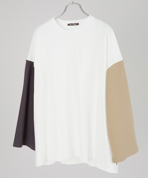 improves(インプローブス)の「クレイジー配色 USコットン 無地 ルーズシルエット ロンT(Tシャツ/カットソー・メンズ・ブラウン/ダークグリーン/ベージュ/チャコール/ホワイト系その他/ブラック/チャコールアッシュ/杢グレー/ホワイト/ネイビー・LARGE/MEDIUM/X-LARGE)」の1枚目の写真