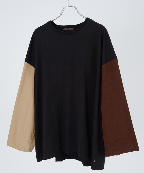 improves(インプローブス)の「クレイジー配色 USコットン 無地 ルーズシルエット ロンT(Tシャツ/カットソー・メンズ・ブラウン/ダークグリーン/ベージュ/チャコール/ホワイト系その他/ブラック/チャコールアッシュ/杢グレー/ホワイト/ネイビー・LARGE/MEDIUM/X-LARGE)」の3枚目の写真