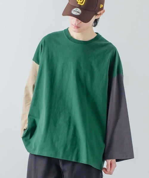 improves(インプローブス)の「クレイジー配色 USコットン 無地 ルーズシルエット ロンT(Tシャツ/カットソー・メンズ・ブラウン/ダークグリーン/ベージュ/チャコール/ホワイト系その他/ブラック/チャコールアッシュ/杢グレー/ホワイト/ネイビー・LARGE/MEDIUM/X-LARGE)」の9枚目の写真