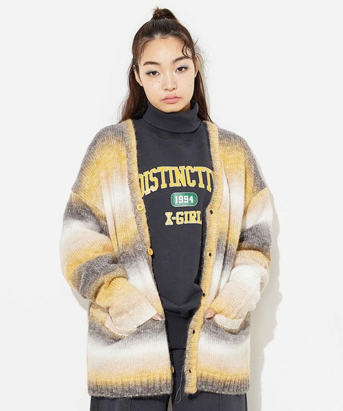 X-girl（エックスガール）の「GRADATION KNIT CARDIGAN（カーディガン/ボレロ・レディース・イエロー/グレー/バーガンディー・ONE SIZE）」の22枚目の写真