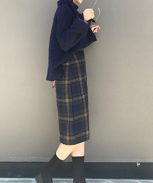 Amulet(アミュレット)の「チェック柄Aラインスカート(スカート・レディース・ネイビー/グレー・M/XL/L)」の16枚目の写真