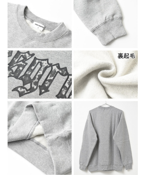 KENES GRAFFITI（ケネスグラフィティ）の「裏起毛ぼかしアーチロゴトレーナー（スウェット・メンズ・ブラック/杢グレー/チャコールグレー/オフホワイト・L/XS/S/M）」の14枚目の写真