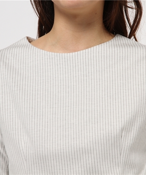 OUTLET（アウトレット）の「【Chez toi】メモリーデニムストライプコンビワンピース（ワンピース・レディース・ネイビー/オフホワイト・FREE）」の7枚目の写真