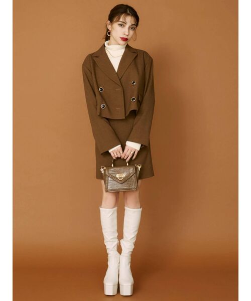 EVRIS（エヴリス）の「ショートジャケット【セットアップ着用可能】（テーラードジャケット・レディース・ブラック/ブラウン/ベージュ・FREE）」の6枚目の写真