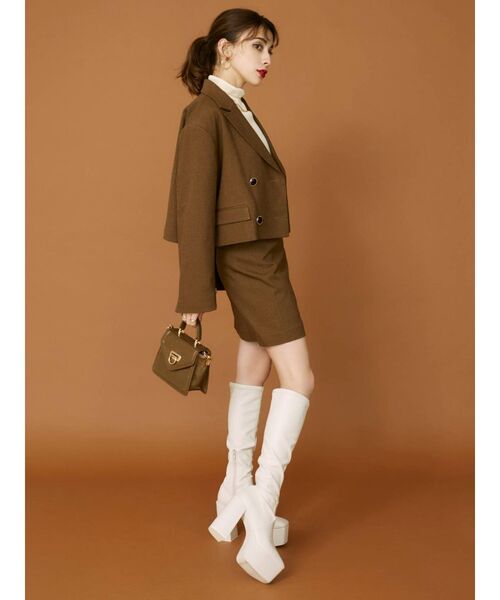 EVRIS（エヴリス）の「ショートジャケット【セットアップ着用可能】（テーラードジャケット・レディース・ブラック/ブラウン/ベージュ・FREE）」の7枚目の写真