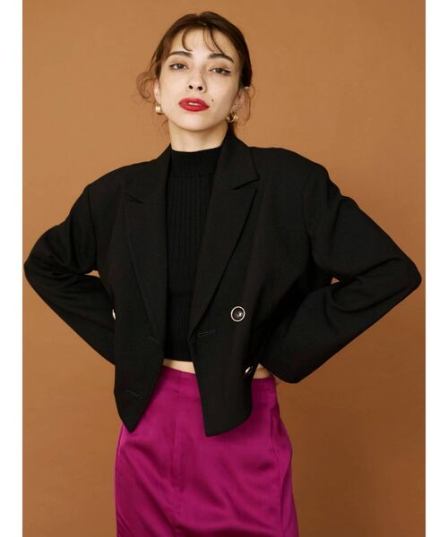 EVRIS（エヴリス）の「ショートジャケット【セットアップ着用可能】（テーラードジャケット・レディース・ブラック/ブラウン/ベージュ・FREE）」の8枚目の写真